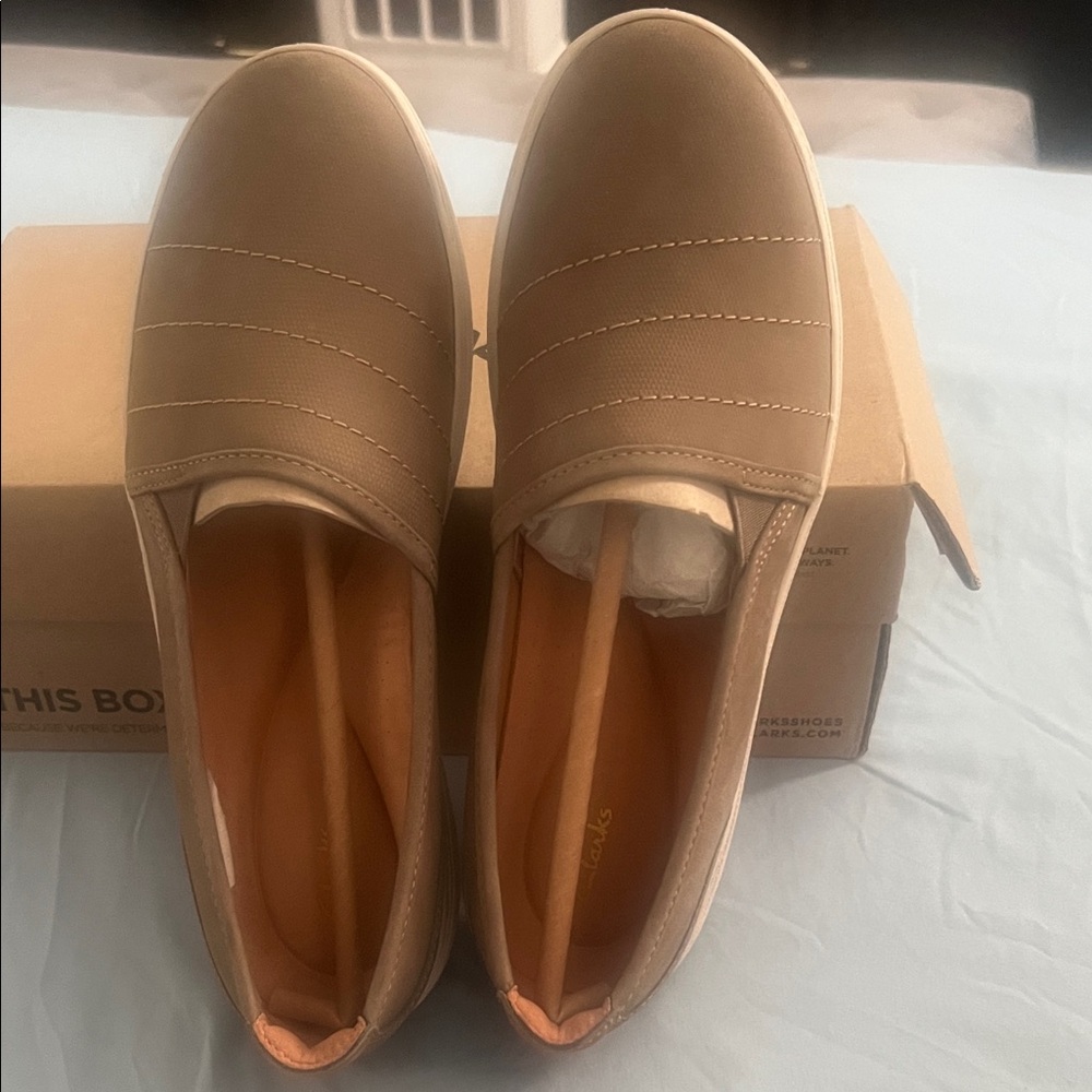 Clarks Tan Men's Slip-On Loafers
